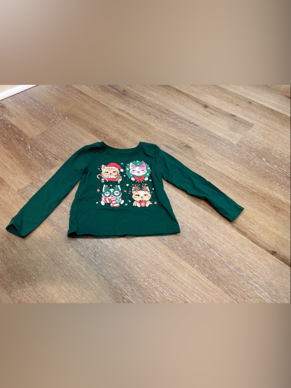 Girls Green Holiday Graphic Long-Sleeve Shirt